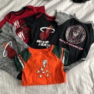 Lot of Miami team onesies 3-6 and 9-12 month